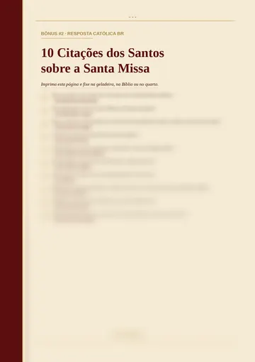 Bônus 2 — 10 Citações dos Santos sobre a Santa Missa